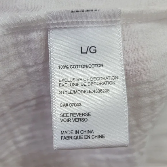 Aimee Kestenberg White Gauzy Waffle-knit Loungewear Cover-up Dress Women’s L - Picture 12 of 16